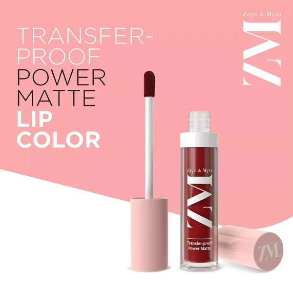 ZM Transfer-Proof Power Matte Finish, Liquid Lip Colour, Power Red, 6 ml - Image 2