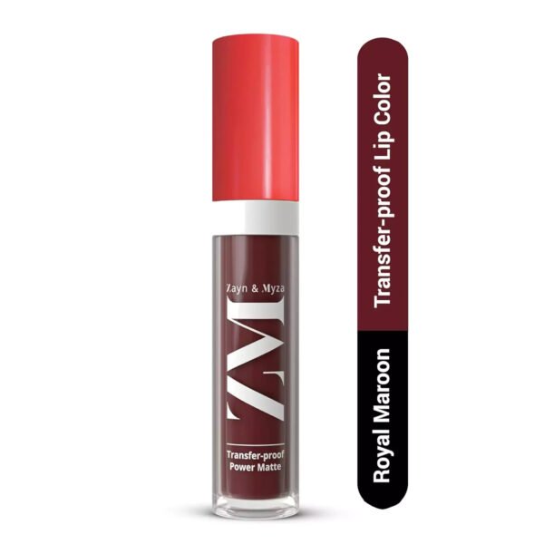 8904406198847-1-65cb1b1095d58 ZM Transfer-Proof Power Matte Finish, Liquid Lip Colour, Royal Maroon, 6 ml - Image 1
