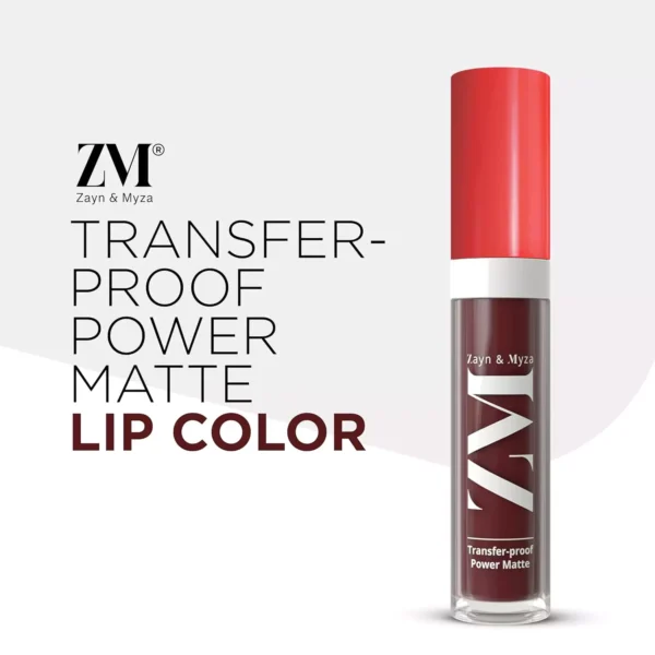 8904406198847-2-65cb1b108bbdc ZM Transfer-Proof Power Matte Finish, Liquid Lip Colour, Royal Maroon, 6 ml - Image 2