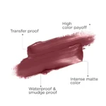 ZM Transfer-Proof Power Matte Finish, Liquid Lip Colour, Royal Maroon, 6 ml - Image 3