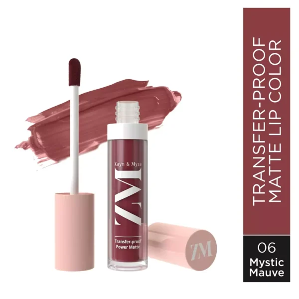 ZM Transfer-Proof Power Matte Finish, Liquid Lip Colour, Mystic Mauve, 6 ml - Image 2