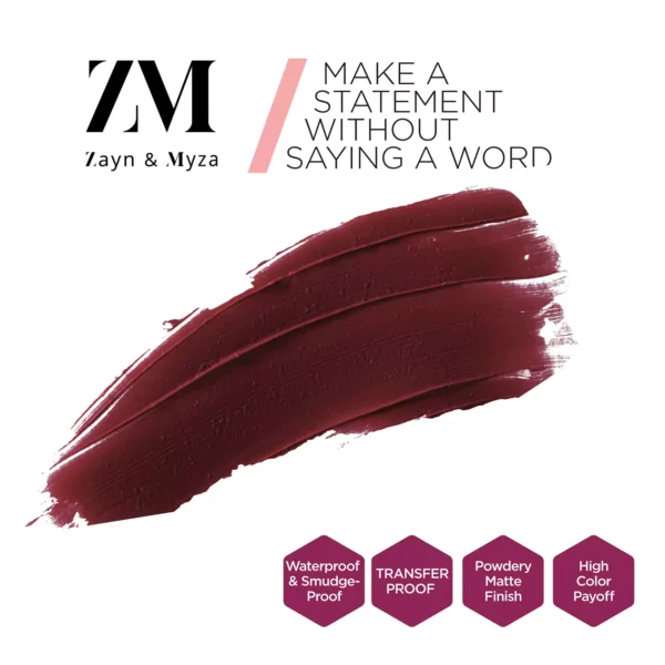 ZM Transfer-Proof Power Matte Finish, Liquid Lip Colour, Mystic Mauve, 6 ml - Image 3