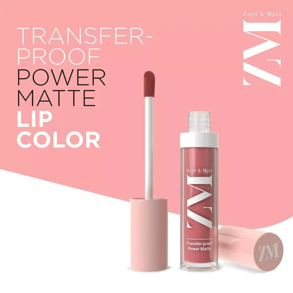 ZM Transfer-Proof Power Matte Finish, Liquid Lip Colour, Rose Pink, 6 ml - Image 2