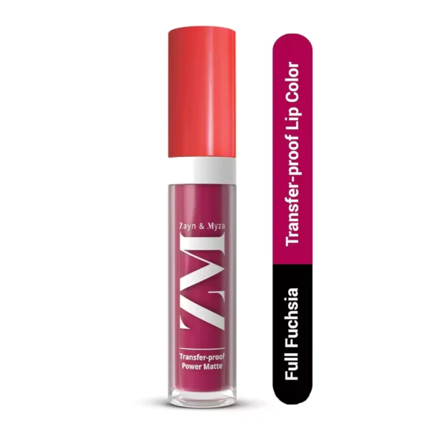 ZM Transfer-Proof Power Matte Finish, Liquid Lip Colour, Fuchsia, 6 ml - Image 1