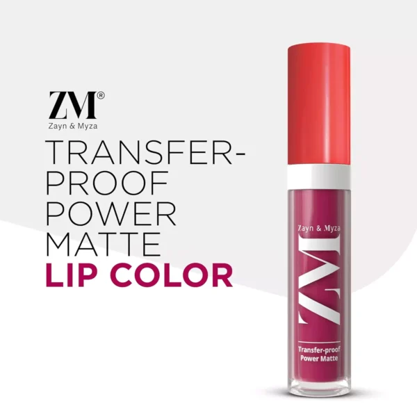ZM Transfer-Proof Power Matte Finish, Liquid Lip Colour, Fuchsia, 6 ml - Image 2