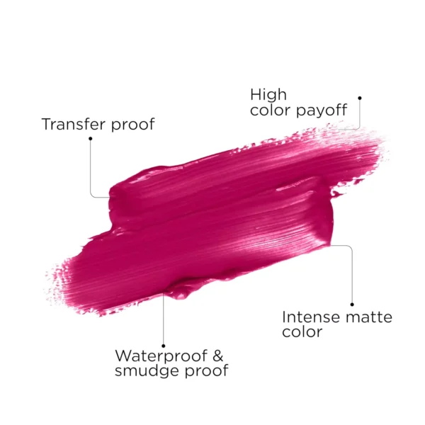 ZM Transfer-Proof Power Matte Finish, Liquid Lip Colour, Fuchsia, 6 ml - Image 3
