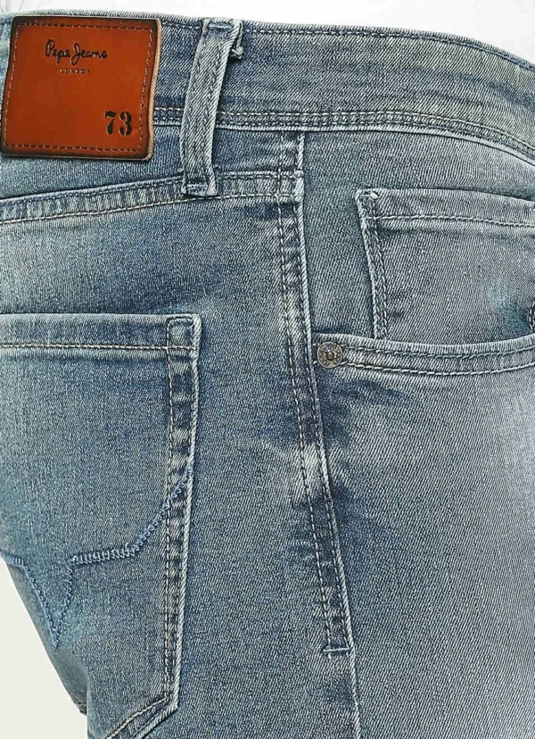 8905074717965_5 Pepe Jeans Men's Vapour Slim Fit Mid Waist Lightly Fade Jeans Blue - Image 5