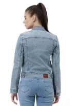 Pepe Jeans Women Washed Blue Solid Denim Jacket/Ladies Jacket - Image 2