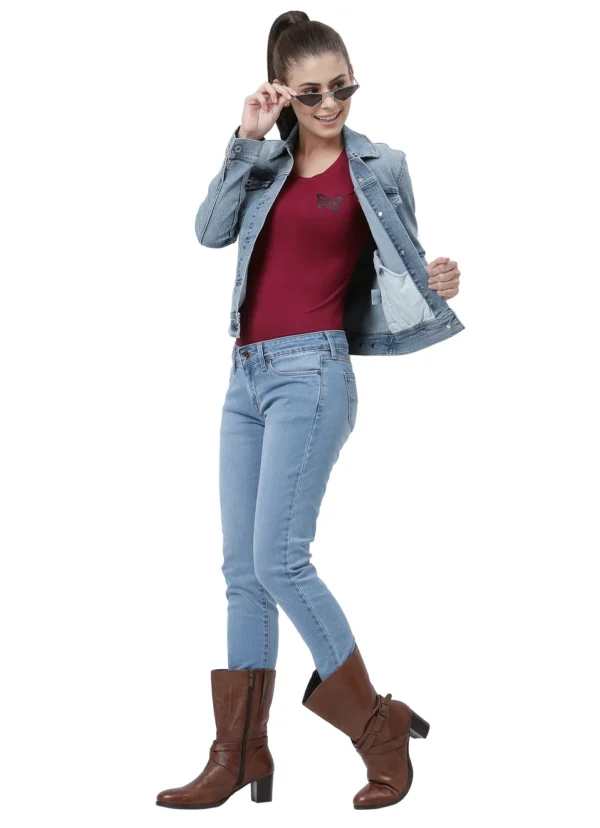 Pepe Jeans Women Washed Blue Solid Denim Jacket/Ladies Jacket - Image 4