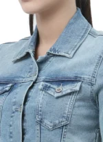 Pepe Jeans Women Washed Blue Solid Denim Jacket/Ladies Jacket - Image 5