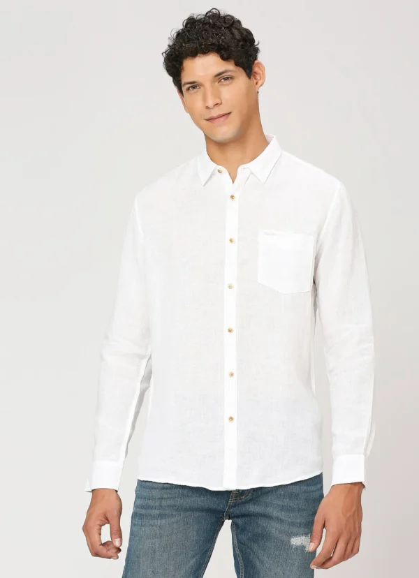 PEPE JEANS WHITE PATCH POCKET FULL SLEEVE SHIRT - Image 3