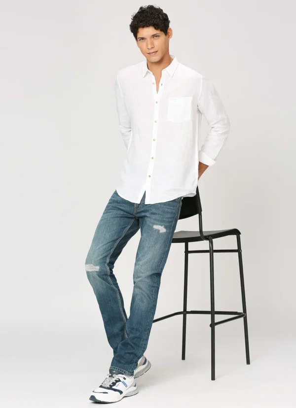 PEPE JEANS WHITE PATCH POCKET FULL SLEEVE SHIRT - Image 1