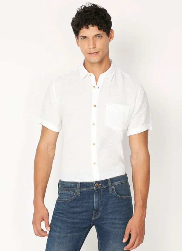 PEPE JEANS WHITE PATCH POCKET SHORT SLEEVE SHIRT - Image 1