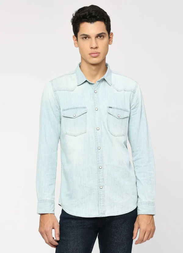 8905875002567_1 PEPE JEANS BLUE FLAP POCKETS FULL SLEEVE SHIRT - Image 1