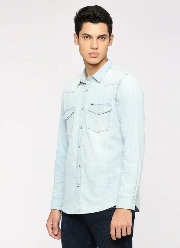 PEPE JEANS BLUE FLAP POCKETS FULL SLEEVE SHIRT - Image 3