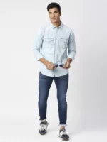 PEPE JEANS BLUE FLAP POCKETS FULL SLEEVE SHIRT - Image 5