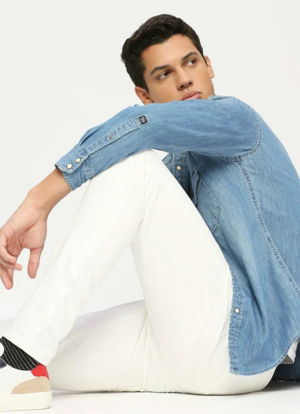 PEPE JEANS BLUE FLAP POCKETS FULL SLEEVE SHIRT - Image 6