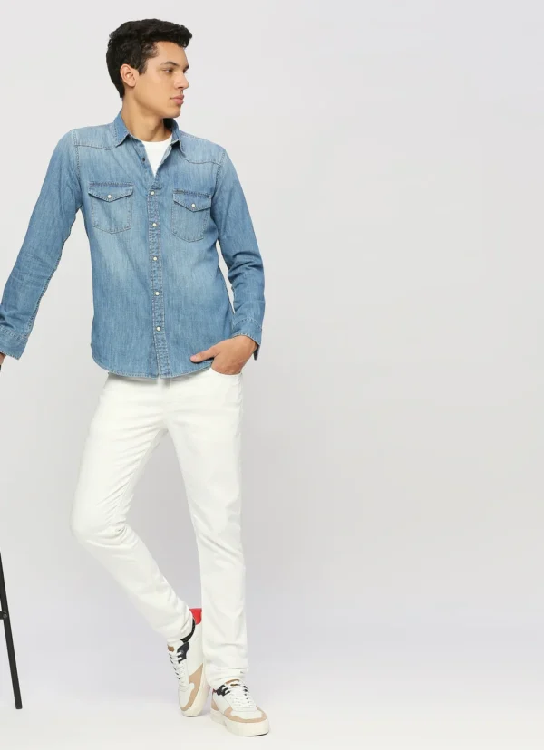 PEPE JEANS BLUE FLAP POCKETS FULL SLEEVE SHIRT - Image 7