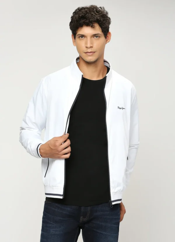PEPE JEANS WHITE LIGHTWEIGHT FULL SLEEVE JACKET - Image 1