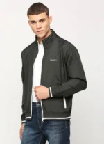 PEPE JEANS BLACK LIGHTWEIGHT FULL SLEEVE MOCK COLLAR BOMBER JACKET