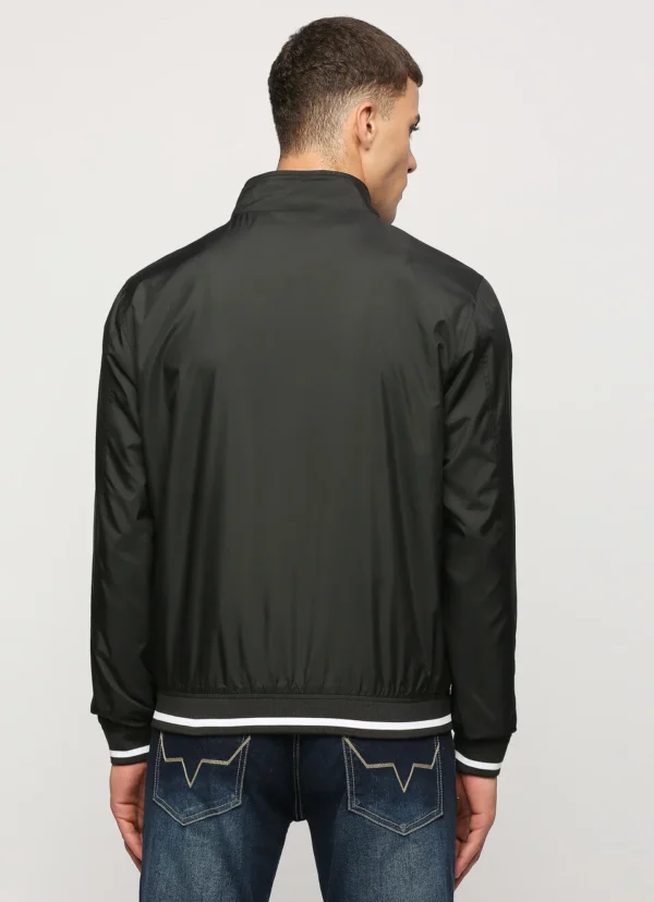 PEPE JEANS BLACK LIGHTWEIGHT FULL SLEEVE MOCK COLLAR BOMBER JACKET - Image 3