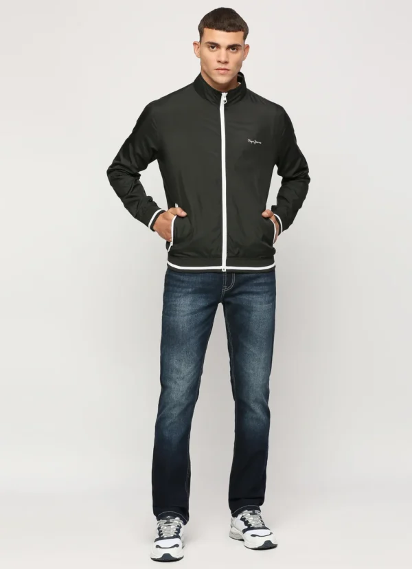 PEPE JEANS BLACK LIGHTWEIGHT FULL SLEEVE MOCK COLLAR BOMBER JACKET - Image 6