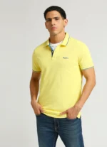 PEPE JEANS YELLOW RIBBED COLLAR SHORT SLEEVE POLO