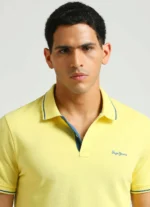 PEPE JEANS YELLOW RIBBED COLLAR SHORT SLEEVE POLO - Image 5