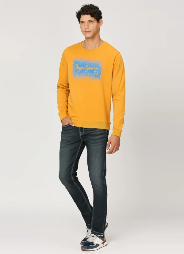 Pepe Jeans Solid Cotton Round Neck Men's Sweatshirt - Image 2