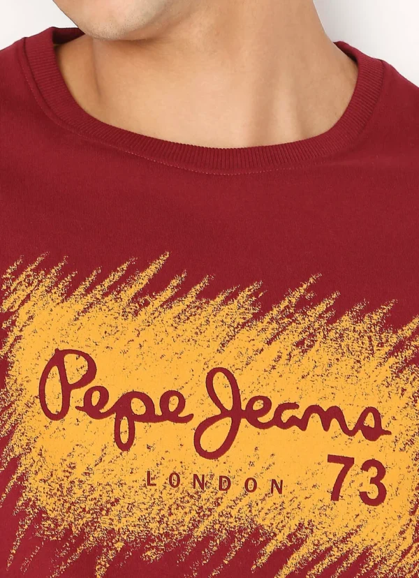 Pepe Jeans Solid Cotton Round Neck Men's Sweatshirt - Image 5