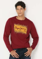 Pepe Jeans Solid Cotton Round Neck Men's Sweatshirt - Image 6