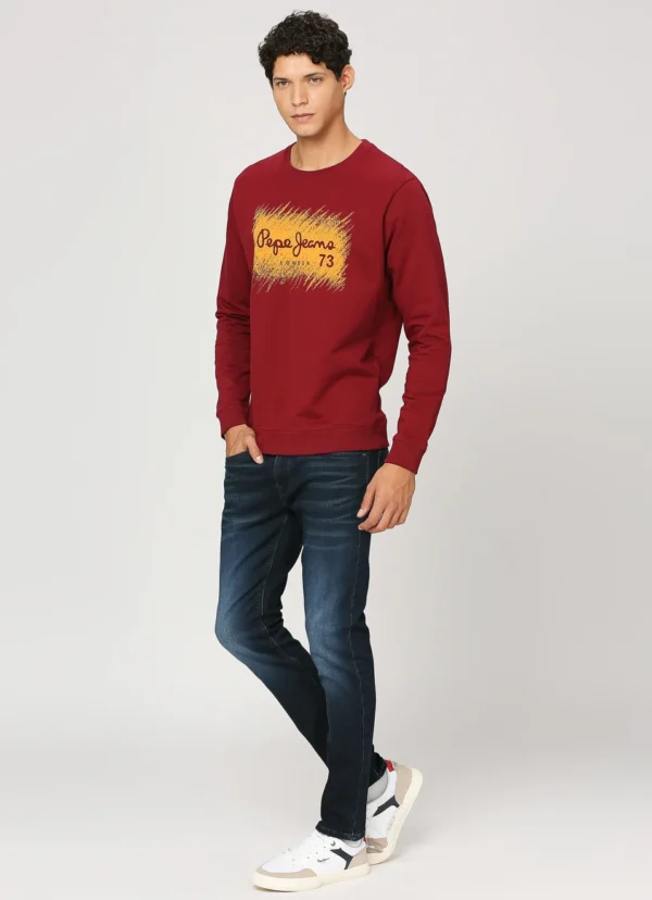 Pepe Jeans Solid Cotton Round Neck Men's Sweatshirt - Image 7
