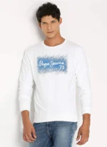 PEPE JEANS GRAPHIC PRINT FULL SLEEVE SWEATSHIRT WHITE
