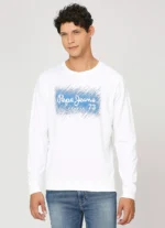 PEPE JEANS GRAPHIC PRINT FULL SLEEVE SWEATSHIRT WHITE - Image 2