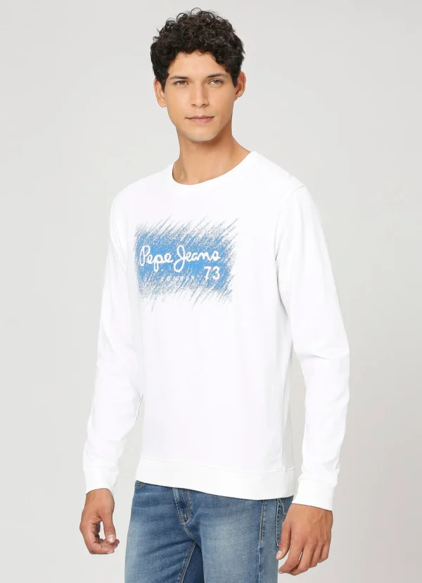 PEPE JEANS GRAPHIC PRINT FULL SLEEVE SWEATSHIRT WHITE - Image 4