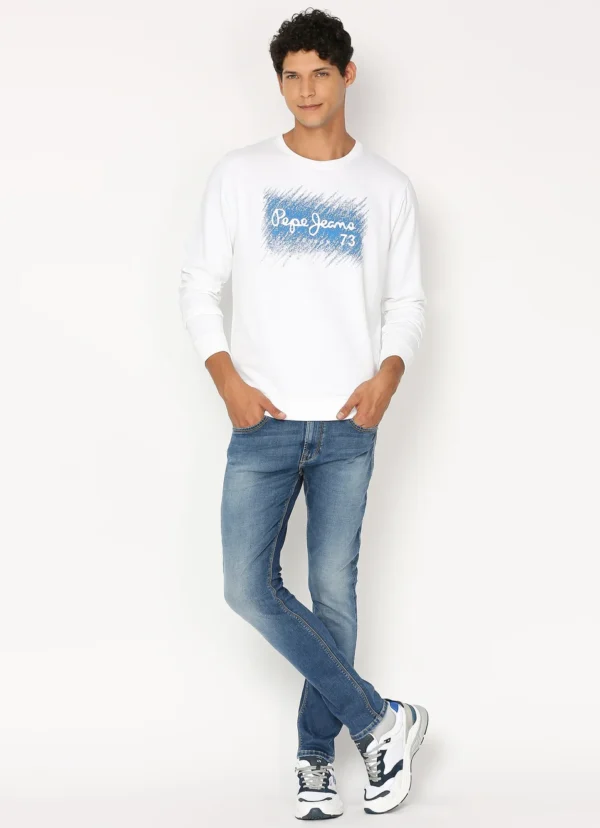 PEPE JEANS GRAPHIC PRINT FULL SLEEVE SWEATSHIRT WHITE - Image 7