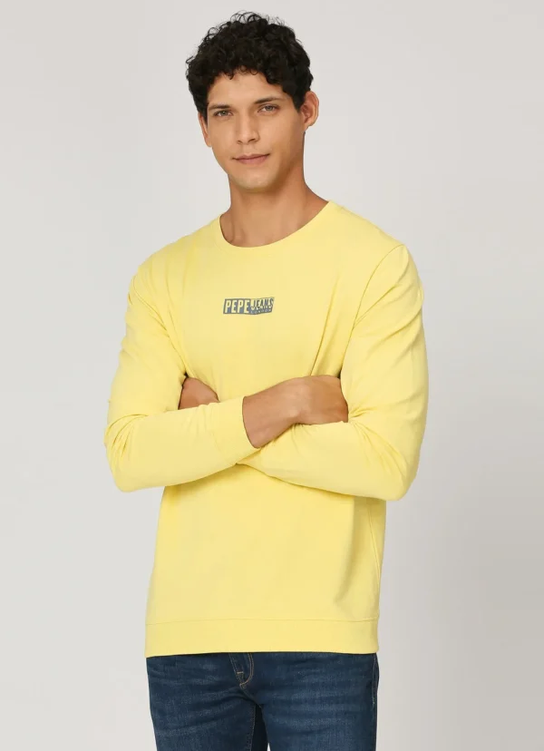 PEPE JEANS GRAPHIC PRINT FULL SLEEVE SWEATSHIRT YELLOW - Image 2