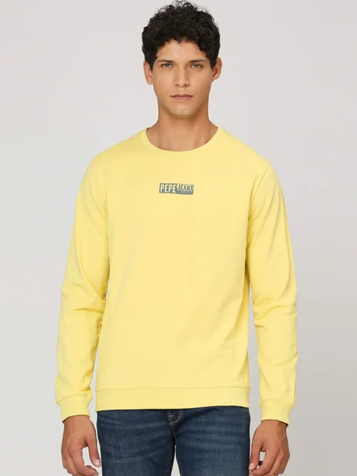PEPE JEANS GRAPHIC PRINT FULL SLEEVE SWEATSHIRT YELLOW