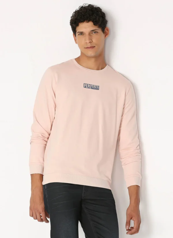 8905875007647_1 PEPE JEANS GRAPHIC PRINT FULL SLEEVE SWEATSHIRT LIGHT PINK - Image 1