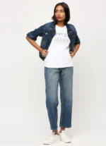 Lilac Print Ladies Casual Embellished Tshirt,Short Sleeves Round Neck Women Regular Fit T-Shirt White - Image 2