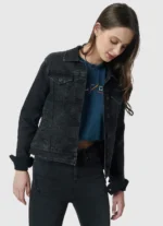 Pepe Jeans Women Black Front Pocket Solid Denim Jacket/Ladies Jacket - Image 3
