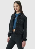 Pepe Jeans Women Black Front Pocket Solid Denim Jacket/Ladies Jacket