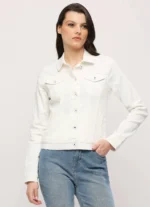 Pepe Jeans Women White Front Pocket Solid Denim Jacket/Ladies Jacket - Image 2