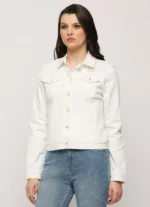 Pepe Jeans Women White Front Pocket Solid Denim Jacket/Ladies Jacket - Image 4