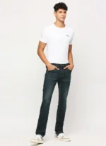 VAPOUR DARK BLUE MID RISE SLIM FIT JEANS