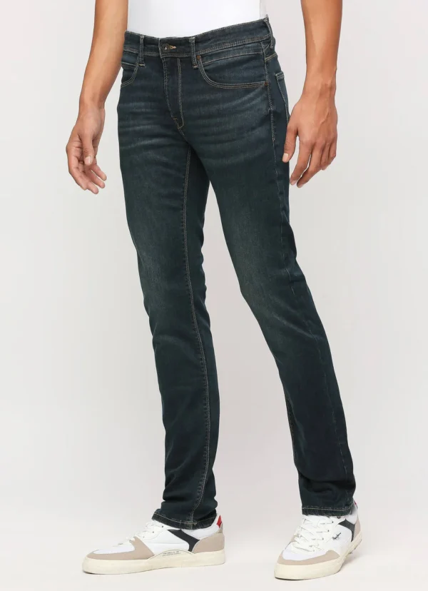VAPOUR DARK BLUE MID RISE SLIM FIT JEANS - Image 4
