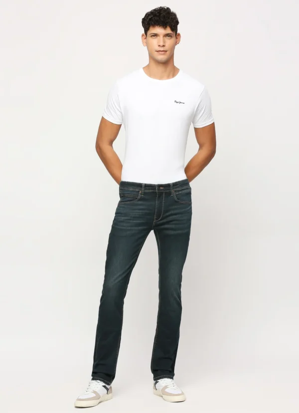 VAPOUR DARK BLUE MID RISE SLIM FIT JEANS - Image 7