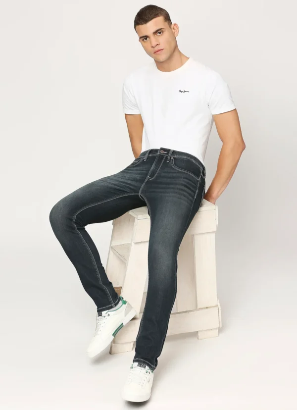 PEPE JEANS CHINOX DARK BLUE MID RISE SKINNY JEANS/DENIM PANT - Image 7