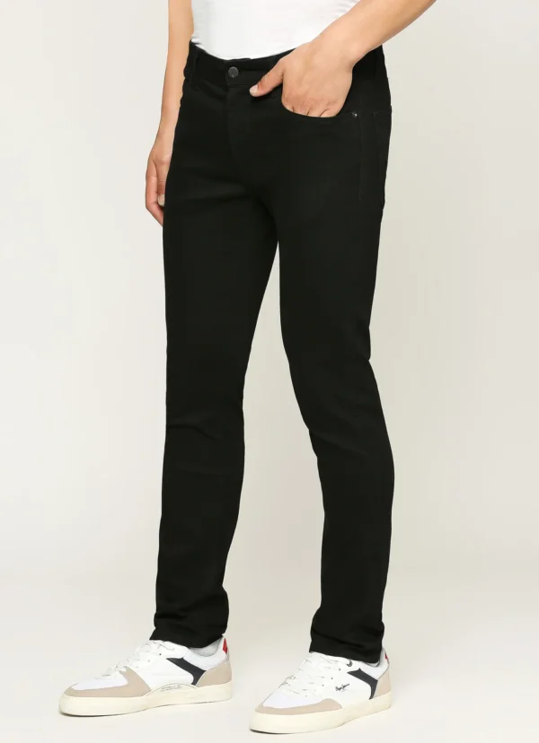 TAPERED VAPOUR BLACK LOW WAIST SLIM FIT JEANS - Image 4
