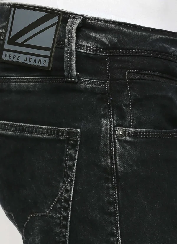 8905875032298_5 Pepe Jeans Men's Vapour Slim Fit Mid Waist Lightly Fade Black Jeans - Image 5